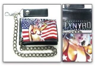 Lynyrd Skynrd Music Band   Sexy Woman USA Flag Logo Tri fold Chain Wallet Clothing