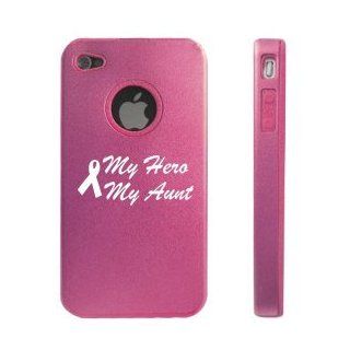 Apple iPhone 4 4S 4G Pink DD1114 Aluminum & Silicone Case My Hero My Aunt Cancer Cell Phones & Accessories