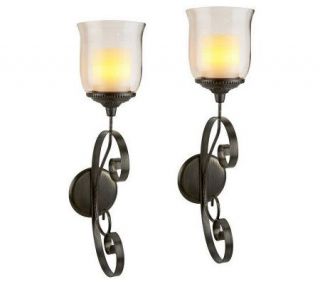 Candle Impressions S/2 Windsor Sconces w/ Flameless Candles & Timer —