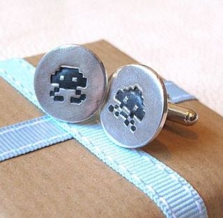 space invader cufflinks by melinda mulcahy