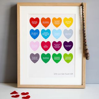 personalised love hearts print by elephant grey