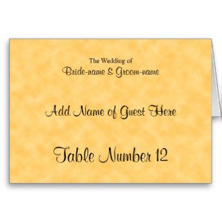 Wedding Guest Seating Card in Yellow and Black.