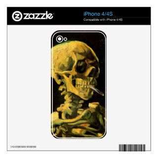 Van Gogh Skull, Burning Cigarette (F212) Fine Art Skin For iPhone 4