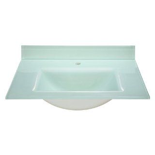 37" Vanity Top with Square Bowl Top Finish White   Vessel Sinks  