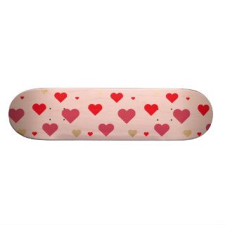 Pink Red White Hearts Pattern Cute Love Background Skateboards
