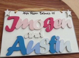 two names room door plaque by hickory dickory designs