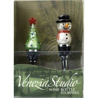 Holiday Wine Bottle Stoppers   Snowman & Tree Kitchen & Dining