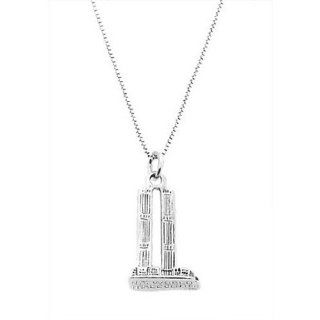 Sterling Silver 3 Dimensonial World Trade Center Twin Towers Necklace Charms Jewelry