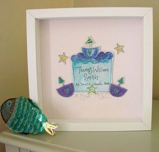 framed christening picture by claire sowden design