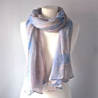pastel blue and pink paisley scarf by gama
