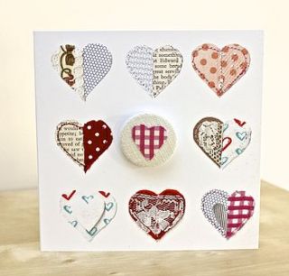 hand embroidered heart badge card by quirkybee