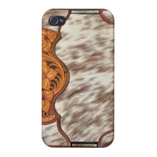 Western Cowhide Style Leather Look iPhone 4 Case