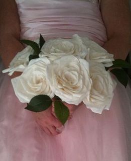 handmade paper roses wedding bouquet by pretty paper roses