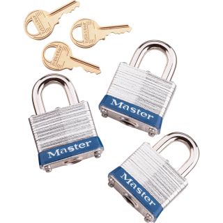 Master Lock 3-Pk. Keyed-Alike Padlocks, Model# 3TRILF  Pad Locks