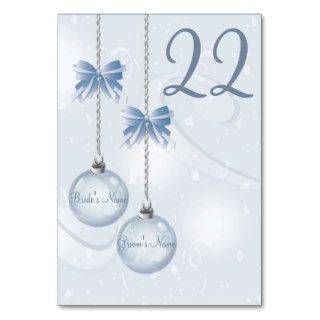 Winter Baubles and Bows Wedding Table Number Card Table Card