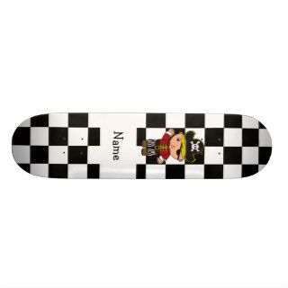 Personalized name pirate black white checkers skate board decks