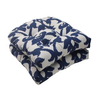 Pillow Perfect Bosco Polyester Navy Tufted Outdoor Wicker Seat Cushions (Set of 2) Pillow Perfect Outdoor Cushions & Pillows