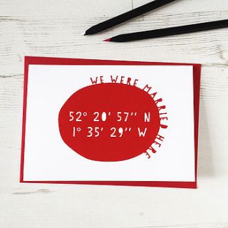 personalised geo coordinates anniversary card by newton and the apple