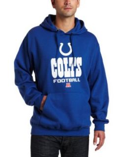 NFL Men's Indianapolis Colts Critical Victory V Long Sleeve Hooded Fleece Pullover (Blue, Large)  Sports Fan Outerwear Jackets  Clothing