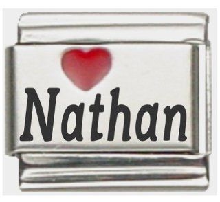 Nathan Red Heart Laser Name Italian Charm Link Italian Style Single Charms Jewelry