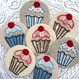 cupcake embroidred fabric badge by jenny arnott cards & gifts