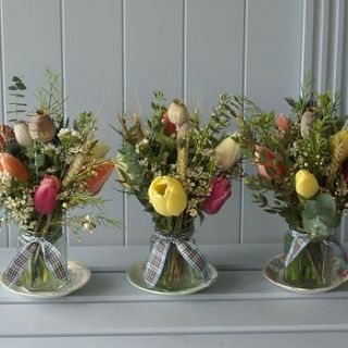 flower farmers   april jam jar posy trio's by the artisan dried flower company