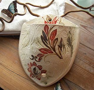 botanical design stoneware planter pocket by little brick house ceramics