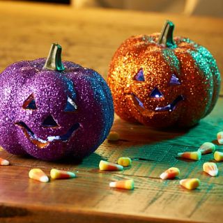 Improvements 4.25" Light Up Glitter Halloween Pumpkin