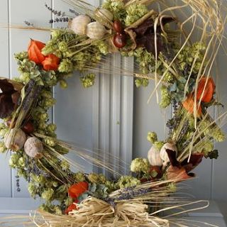 seasonal dried luxury wreath from our farm by the artisan dried flower company
