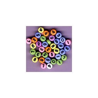 Plastic Number Beads Round Pastel Colors w/ Black Numbers (50pcs/pkg)