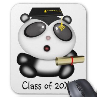 Cute Cartoon Panda Bear Graduate with Mortar Board Mouse Pads