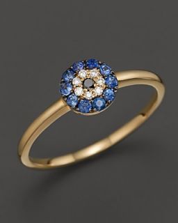 Diamond and Sapphire Evil Eye Ring in 14K Yellow Gold's