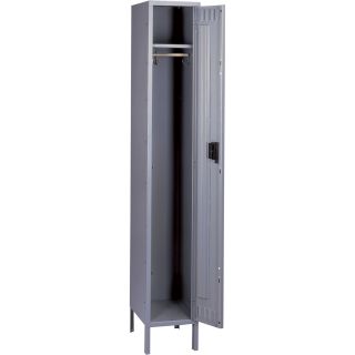 Tennsco Single Tier Locker — 12in.W x 12in.D x 78in.H, 1 Wide, Medium Gray, Model# STS-121272-1  Lockers