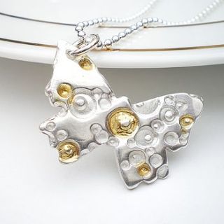 gold and silver butterfly pendant by ali bali jewellery