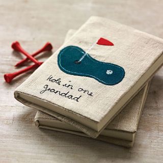 personalised vintage linen notebook   golf by polkadots & blooms