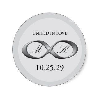Silver Platinum Infinity Hand Clasp Wedding Favor Sticker