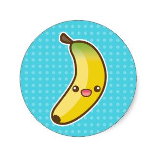 Happy Kawaii Banana Round Stickers