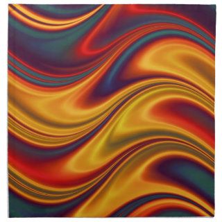 Fiery red yellow blue waves napkins