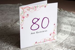 '80 and glamourous' birthday card by white mink