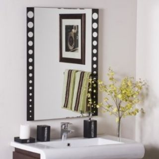 Decor Wonderland SSM179 Santa Clara   Frameless Wall Mirror, Black Finish with Etched Glass
