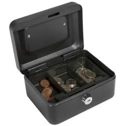 Barska Six inch Black Steel Three compartment Cash Box with Key Lock Barska Insulated Files & Safes