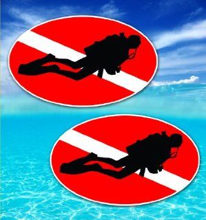 2 Oval Scuba Dive Sticker Decal Flag Tank Gear Graphic Diver  Other Products  