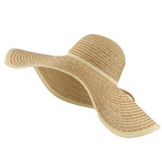 Large Straw Stripe Sun Hat   Dark Khaki W33S09C Beach Hats Women