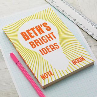 personalised 'bright ideas' notebook by sukie