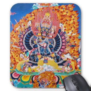 Cool oriental tangka Yamantaka death god tattoo Mousepad