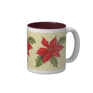 Poinsettia Christmas Coffee Mugs