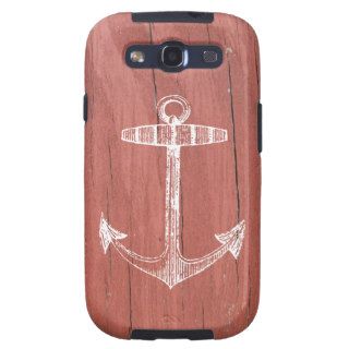 Vintage Nautical Anchor Faux Wood Background Samsung Galaxy S3 Cover