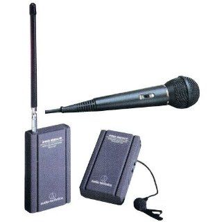 Audio Technica ATR288W VHF Battery Powered TwinMic Microphone System Musical Instruments