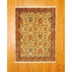 Persian Hand knotted Sarouk Ivory/ Rust Wool Rug (4'9 x 6'4) 5x8   6x9 Rugs