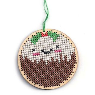 cross stitch christmas pudding ornament kit by the bellwether